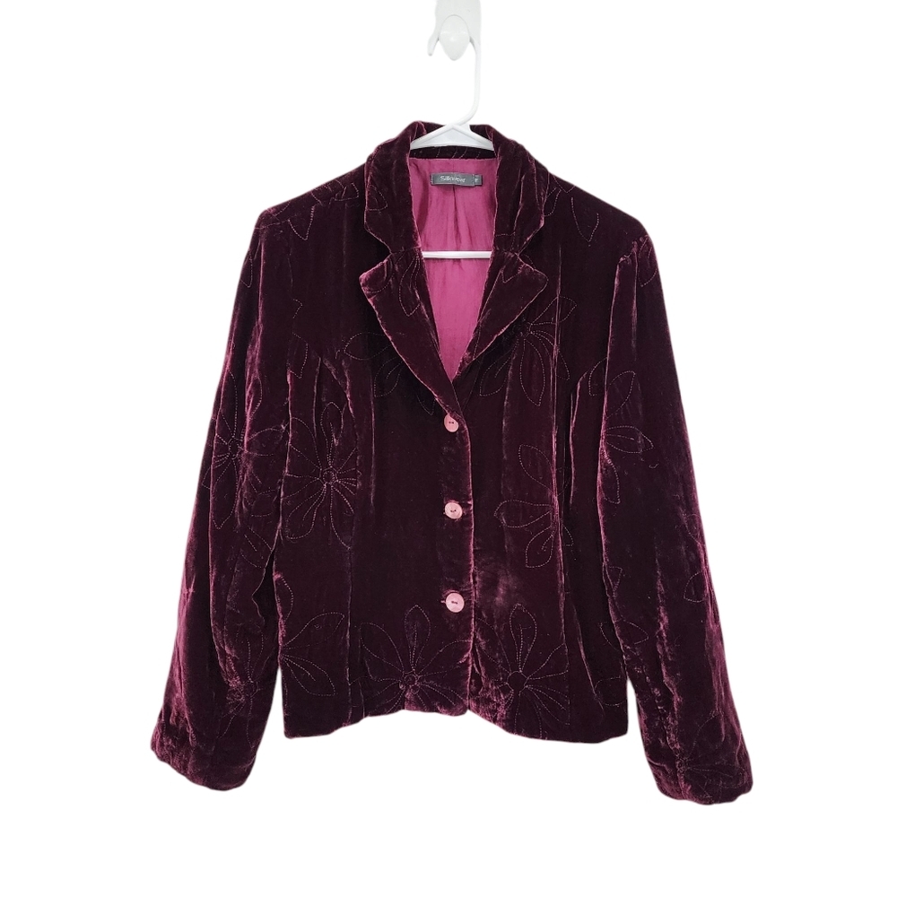 Silkwear Vintage Women's Silk Blend Velvet Button Front Jacket - M